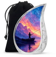 Night Sky Fishing Memorial Urn - Peaceful Lake Cremation Urn For Adult Ashes