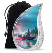 Fishing Boat Funeral Urn - Peaceful Lake Memorial Urn For Adult Ashes
