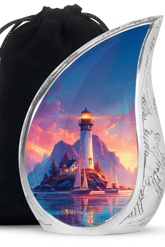 Lighthouse Sunset Urn - Artistic Cremation Urn For Adults
