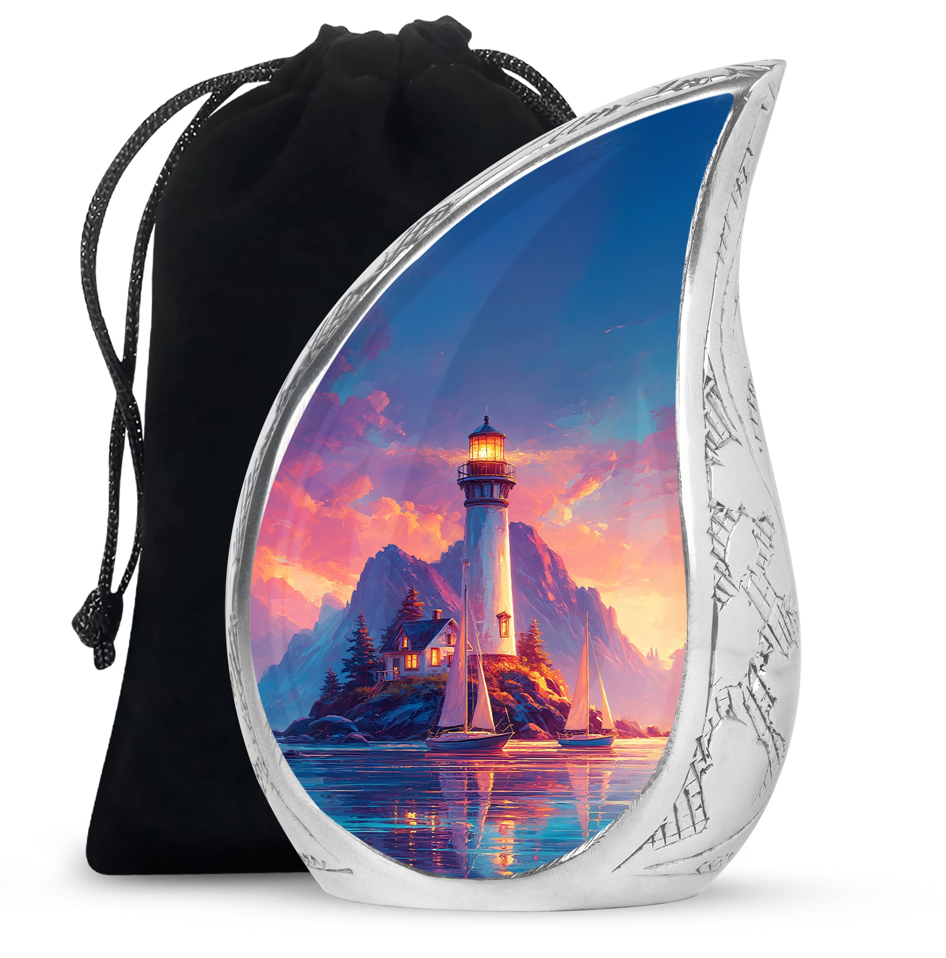 Lighthouse Sunset Urn - Artistic Cremation Urn For Adults