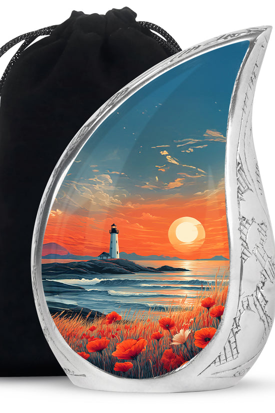 Peaceful Ocean Sunset Funeral Urn - Artistic Cremation Urn For Adults