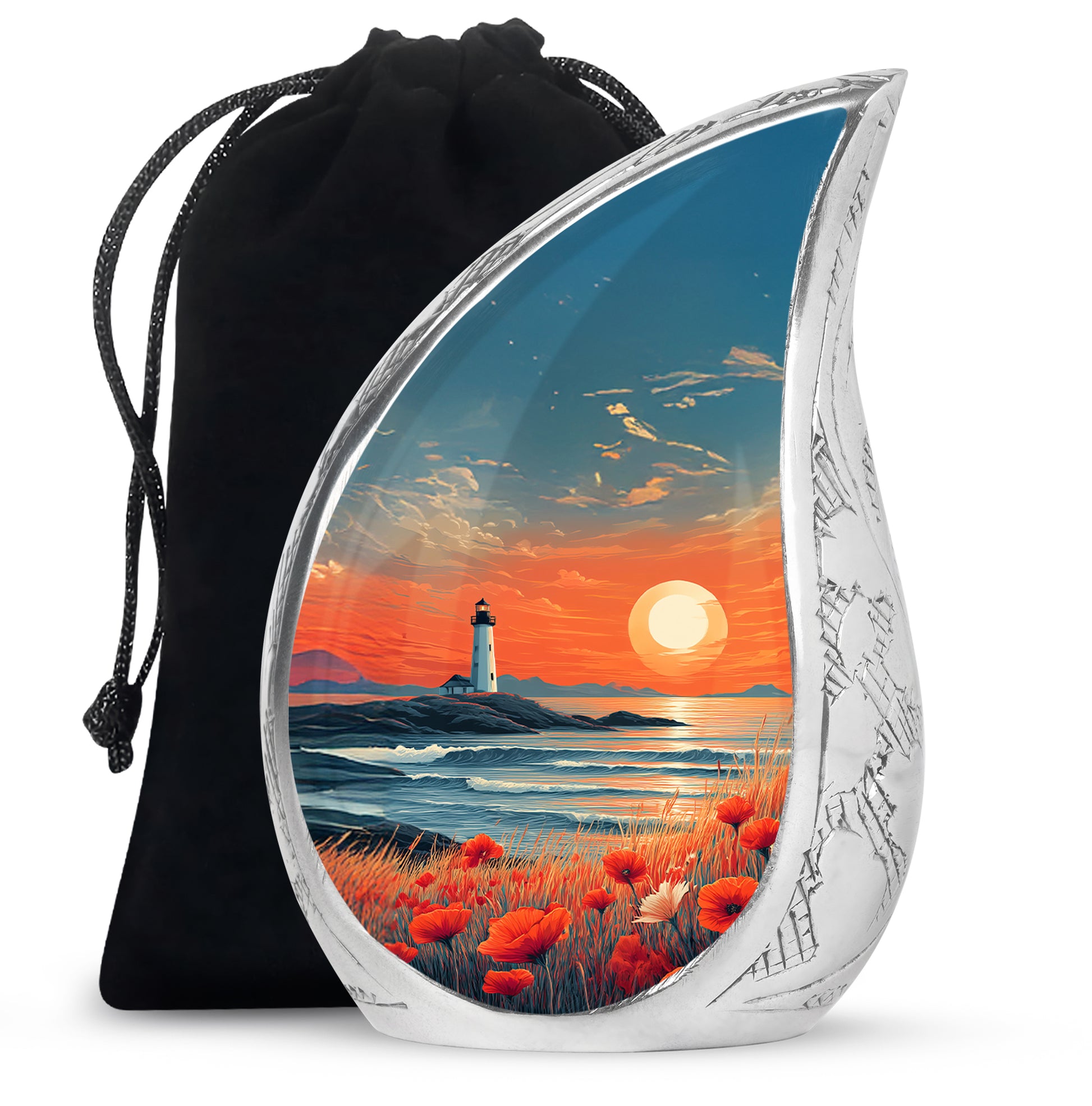 Peaceful Ocean Sunset Funeral Urn - Artistic Cremation Urn For Adults