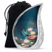 Elegant Dragonfly Cremation Urn – Blue Lotus Memorial Urn For Male & Female