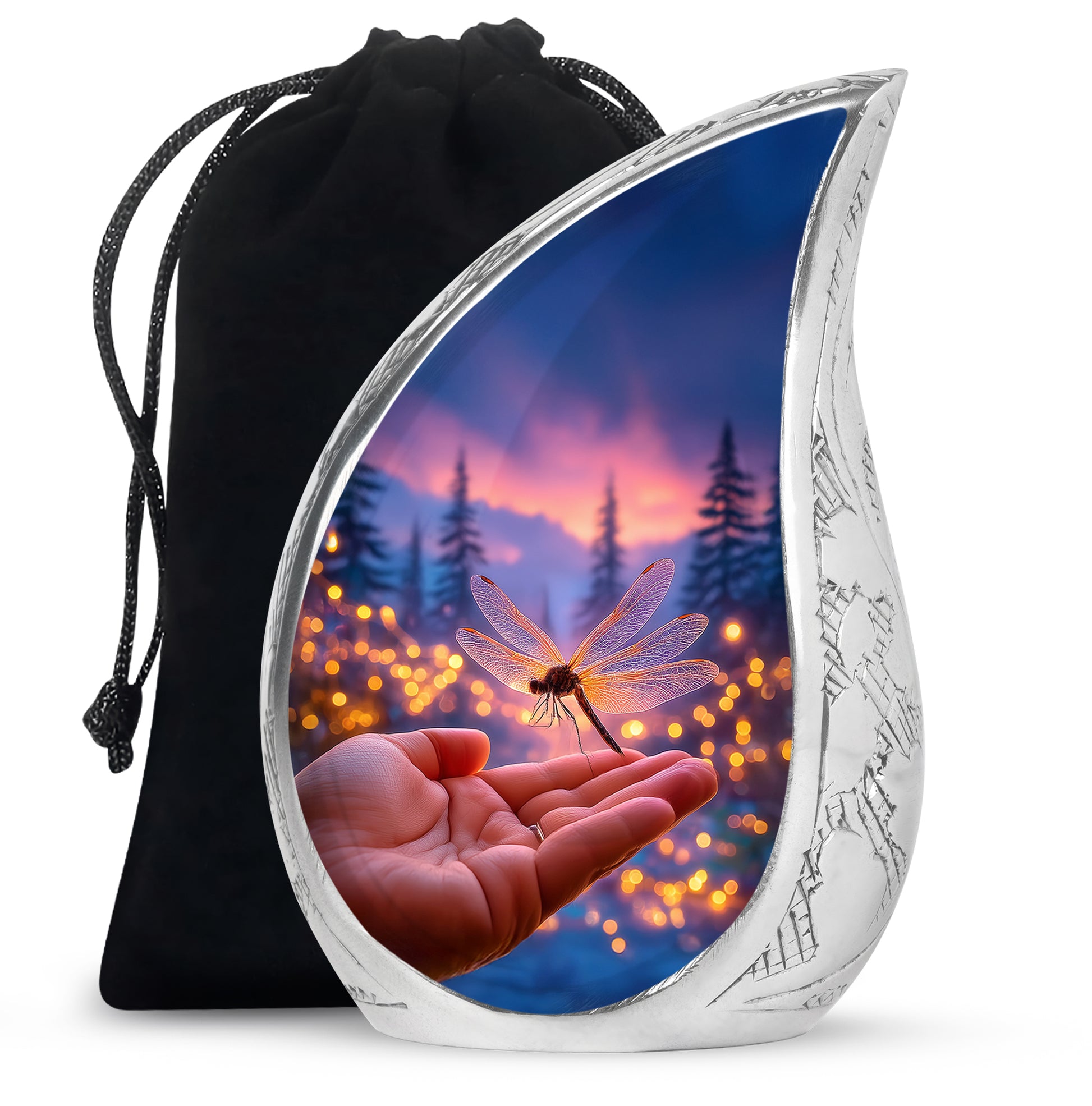 Dragonfly Forest Memorial Urn - Sunset Cremation Urn For Loved Ones