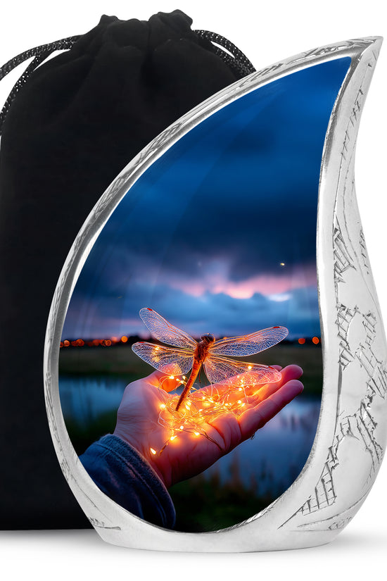 Golden Glow Dragonfly Funeral Urn - Beautiful Memorial Urn For Human Ashes