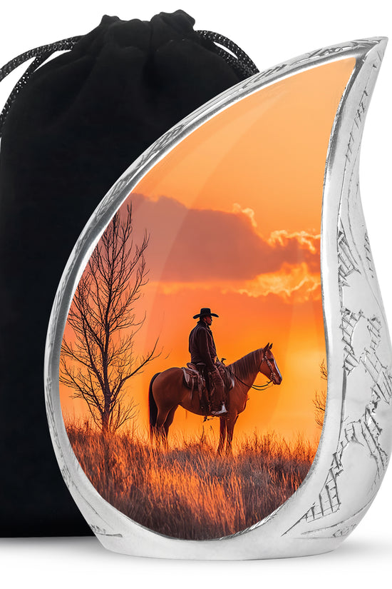 Cowboy Burial Urns For Ashes - Orange Memorial Urns For Pet Ashes