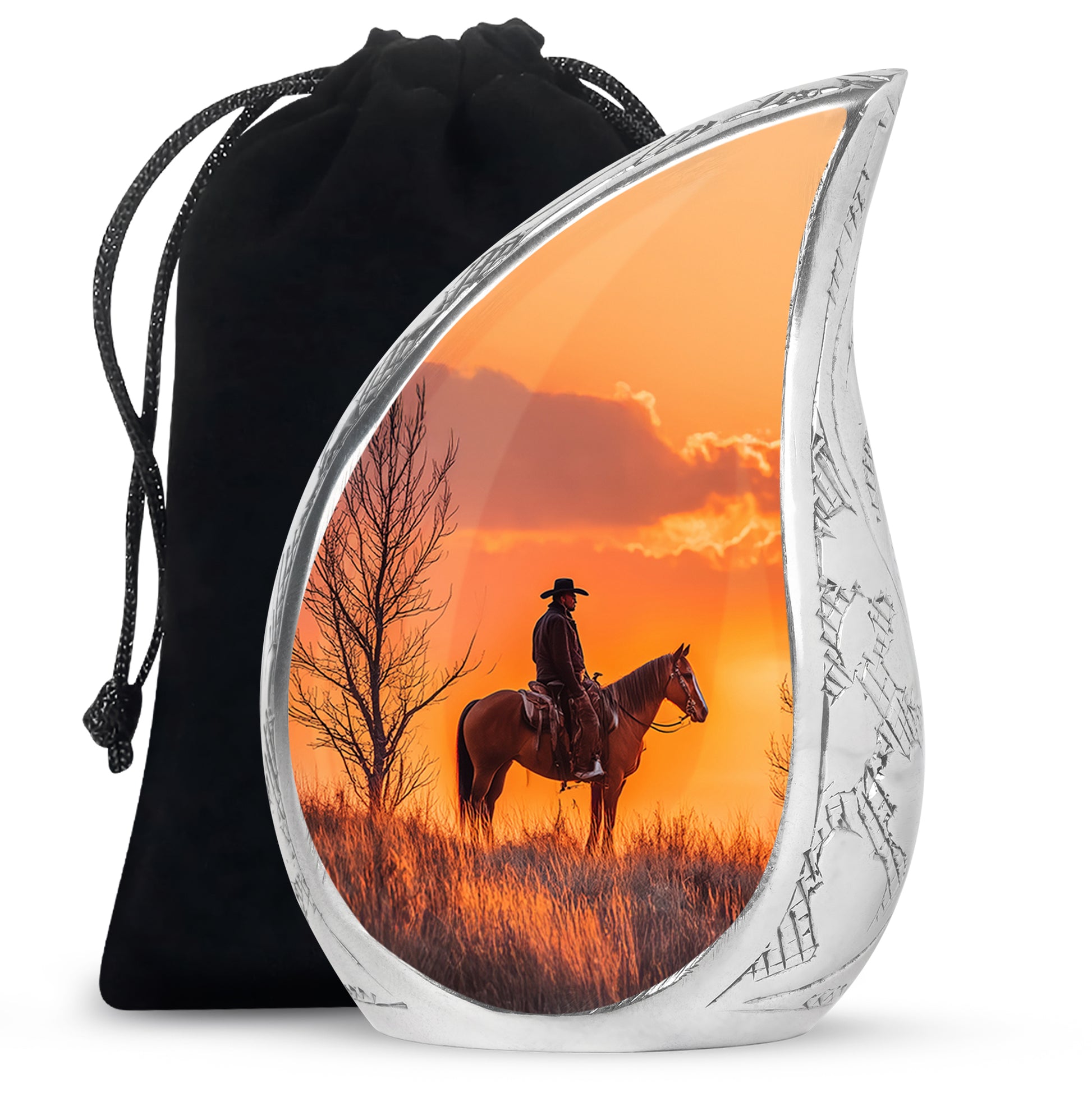 Cowboy Burial Urns For Ashes - Orange Memorial Urns For Pet Ashes