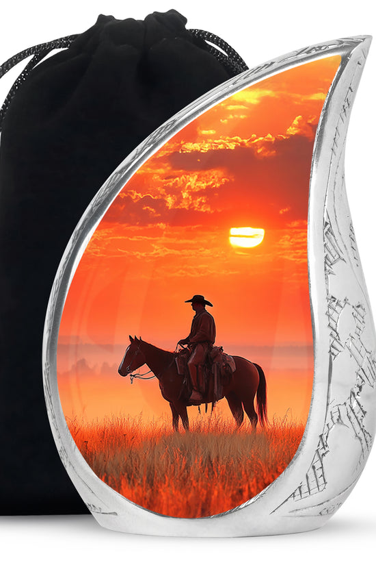Horserider Funeral Urns - Beautiful Sunrise Container For Human Ashes