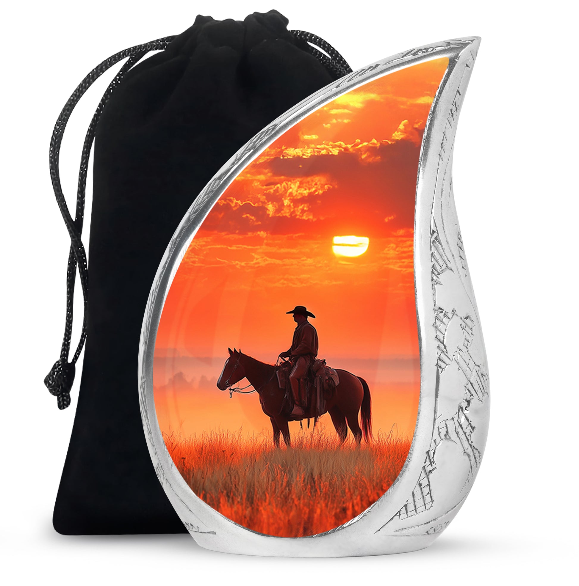 Horserider Funeral Urns - Beautiful Sunrise Container For Human Ashes
