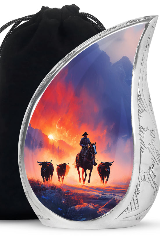 Cowboy Cremation Urns For Ashes - Sunset Memorial Urns For Pet Ashes