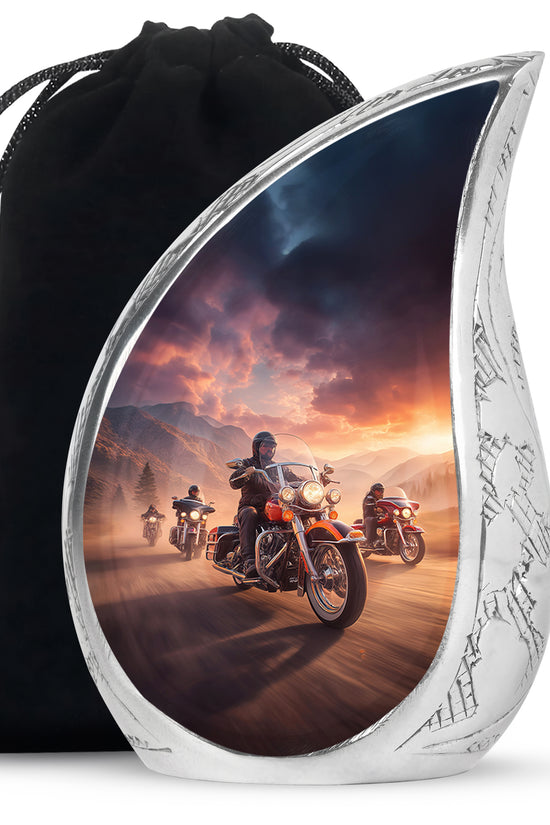 Motorcycle Riders Cremation Urn - Biker Memorial Urn For Loved Ones