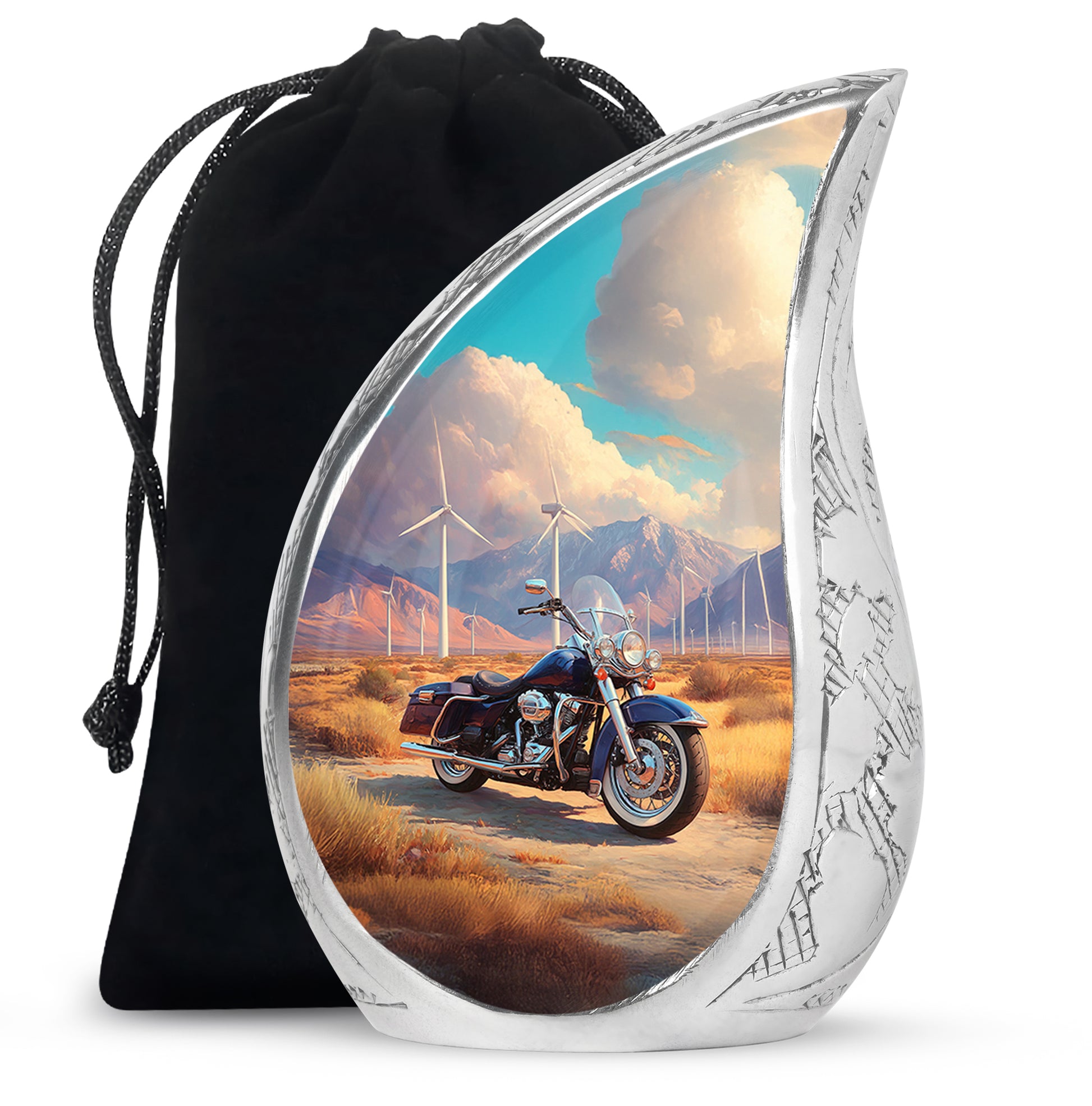 Scenic Motorcycle Memorial Urn - Windmill Valley Funeral Urn For Human Ashes