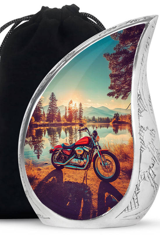 Mountain Lake Bike Funeral Urn - Cremation Urn For Adult Ashes