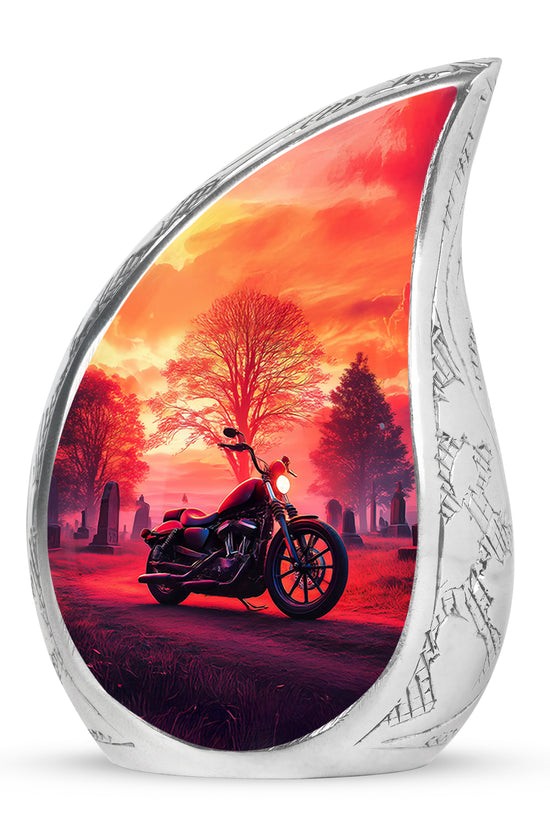 Inspiring Red Bike Testament Urn for Human Ashes - 10-inch, 200 cu in - Karyliz