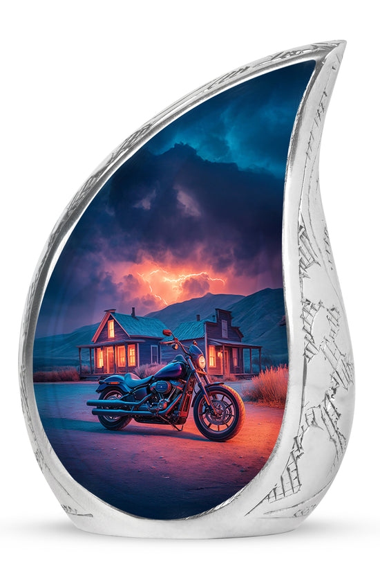 Remarkable Bike Memorial Cremation Urns - Blue 10-inch, 200 cu in - Karyliz