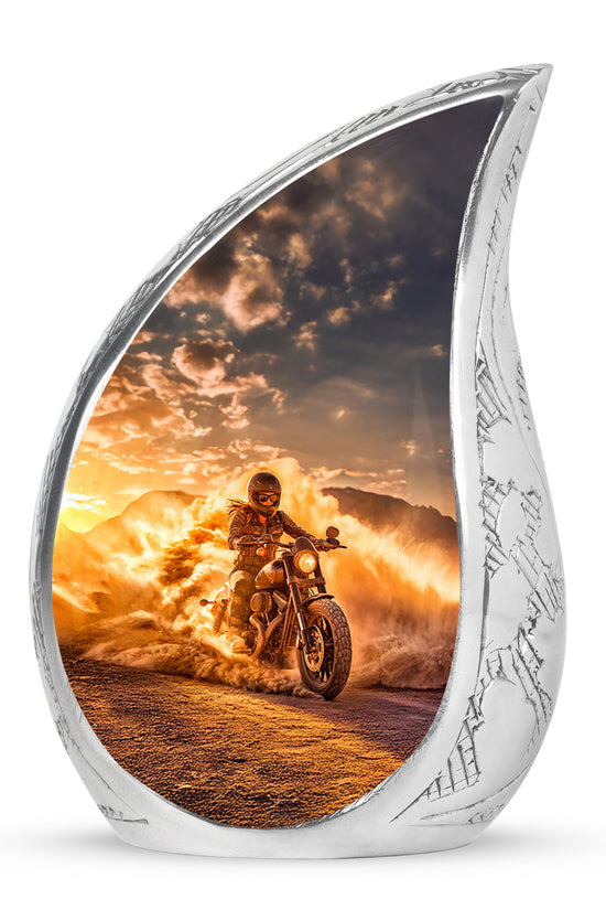 Gold Bike Sentinel Cremation Urns for Human Ashes - 10-inch, 200 cu in - Karyliz