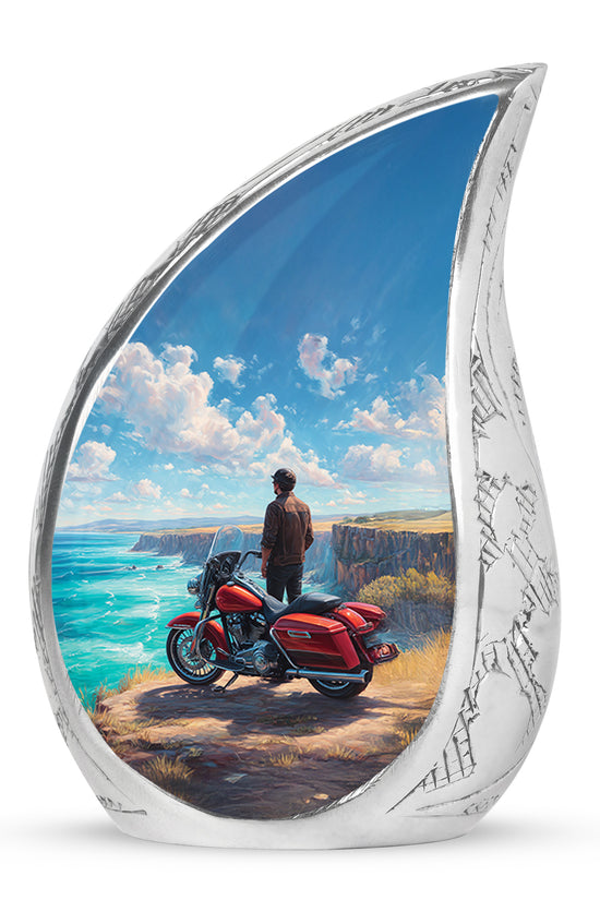 Everlasting Blue Bike Commemoration Urn for Human Ashes - 10-inch, 200 cu in - Karyliz