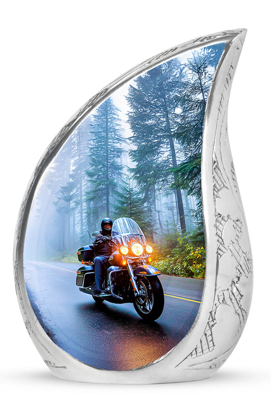 Personalized Blue Sovereign Bike Cremation Urns for Human Ashes - 10-inch, 200 cu in - Karyliz