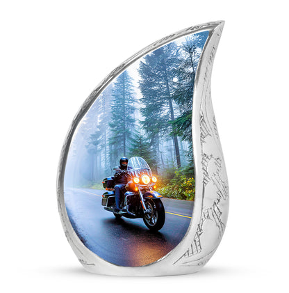 Personalized Blue Sovereign Bike Cremation Urns for Human Ashes - 10-inch, 200 cu in - Karyliz