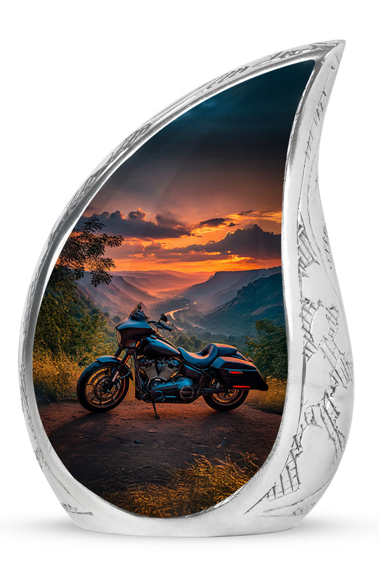 Personalized Blue Revered Bike Cremation Urns for Human Ashes - 10-inch, 200 cu in - Karyliz