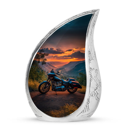 Personalized Blue Revered Bike Cremation Urns for Human Ashes - 10-inch, 200 cu in - Karyliz