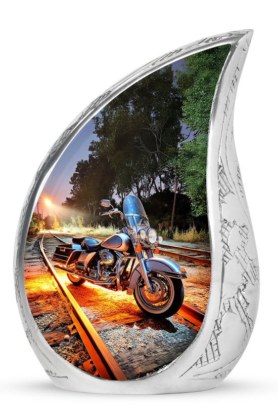Blue Breathtaking Bike Memorial Urn for Ashes - 10-inch, 200 cu in - Karyliz