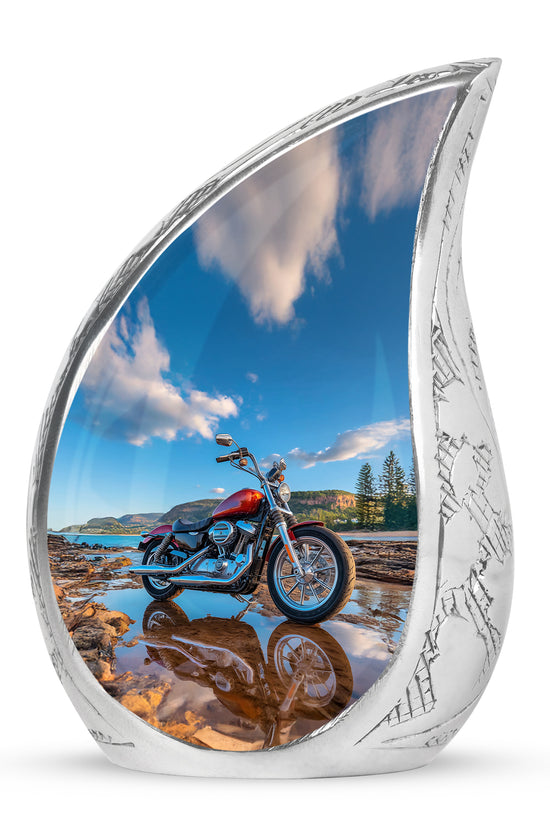 Personalized Bike Cremation Urns - Eminent Blue 10-inch, 200 cu in - Karyliz