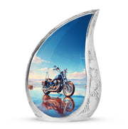 Personalized Blue Revered Bike Cremation Urns for Human Ashes - 10-inch, 200 cu in - Karyliz