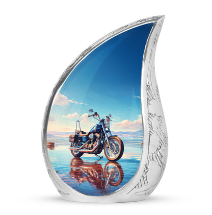 Personalized Blue Revered Bike Cremation Urns for Human Ashes - 10-inch, 200 cu in - Karyliz