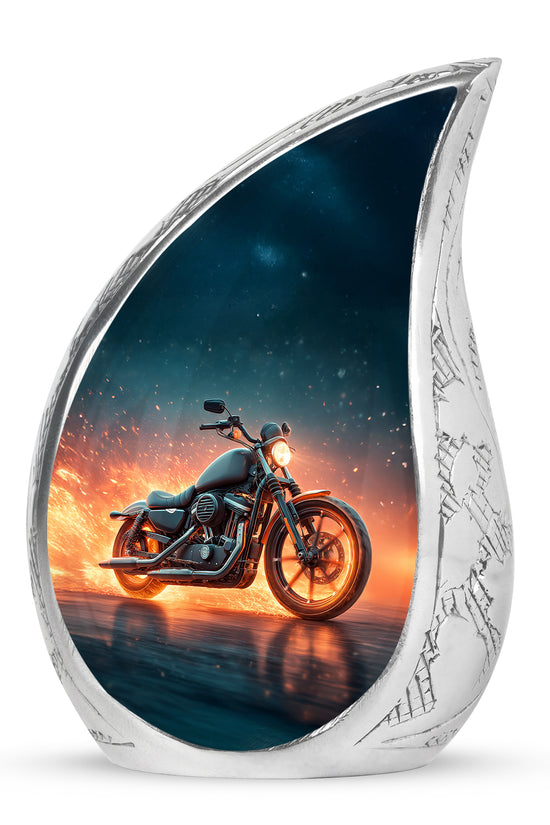 Resplendent Blue Bike Cremation Urn for Ashes - 10-inch, 200 cu in - Karyliz