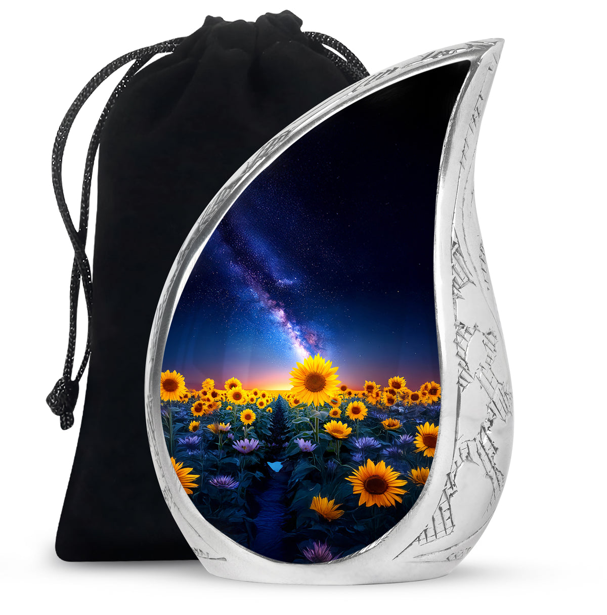 Sunflower Field Memorial Urn - Galaxy Sky Cremation Urn For Burial