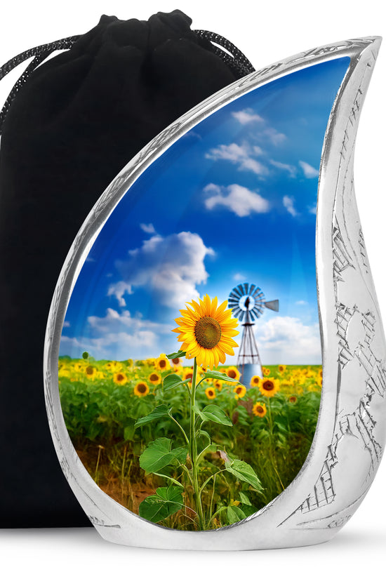 Beautiful Sunflower Farm Urn - Windmill Cremation Urn For Adults Ashes