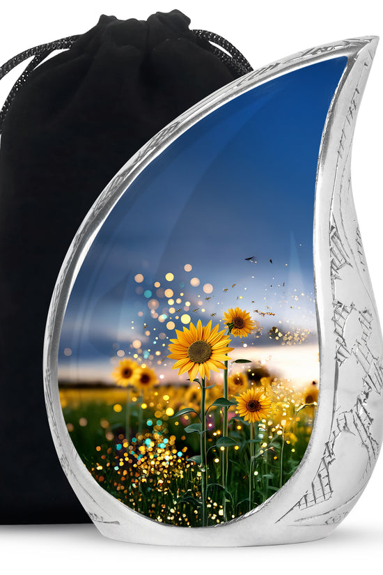 Sparkling Sunflower Field Urn - Decorative Cremation Urn For Loved Ones