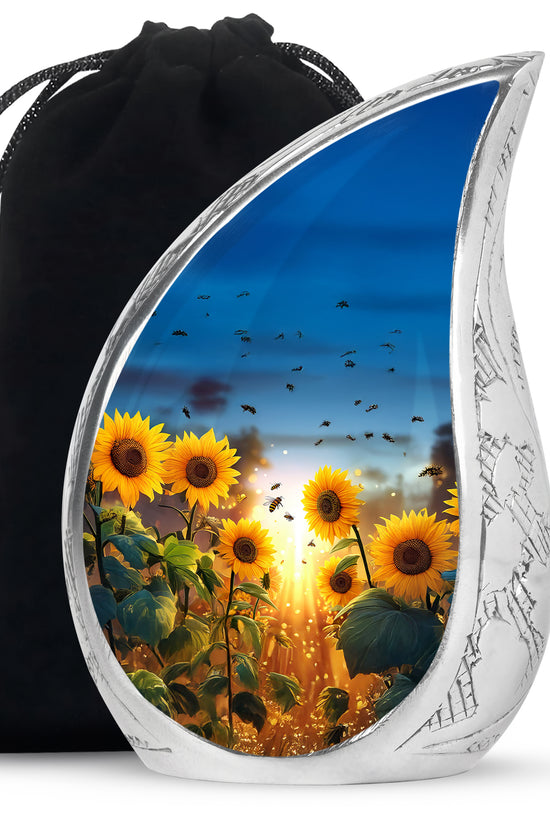 Sunflower Bee Memorial Urn - Sunset Cremation Urn For Ashes