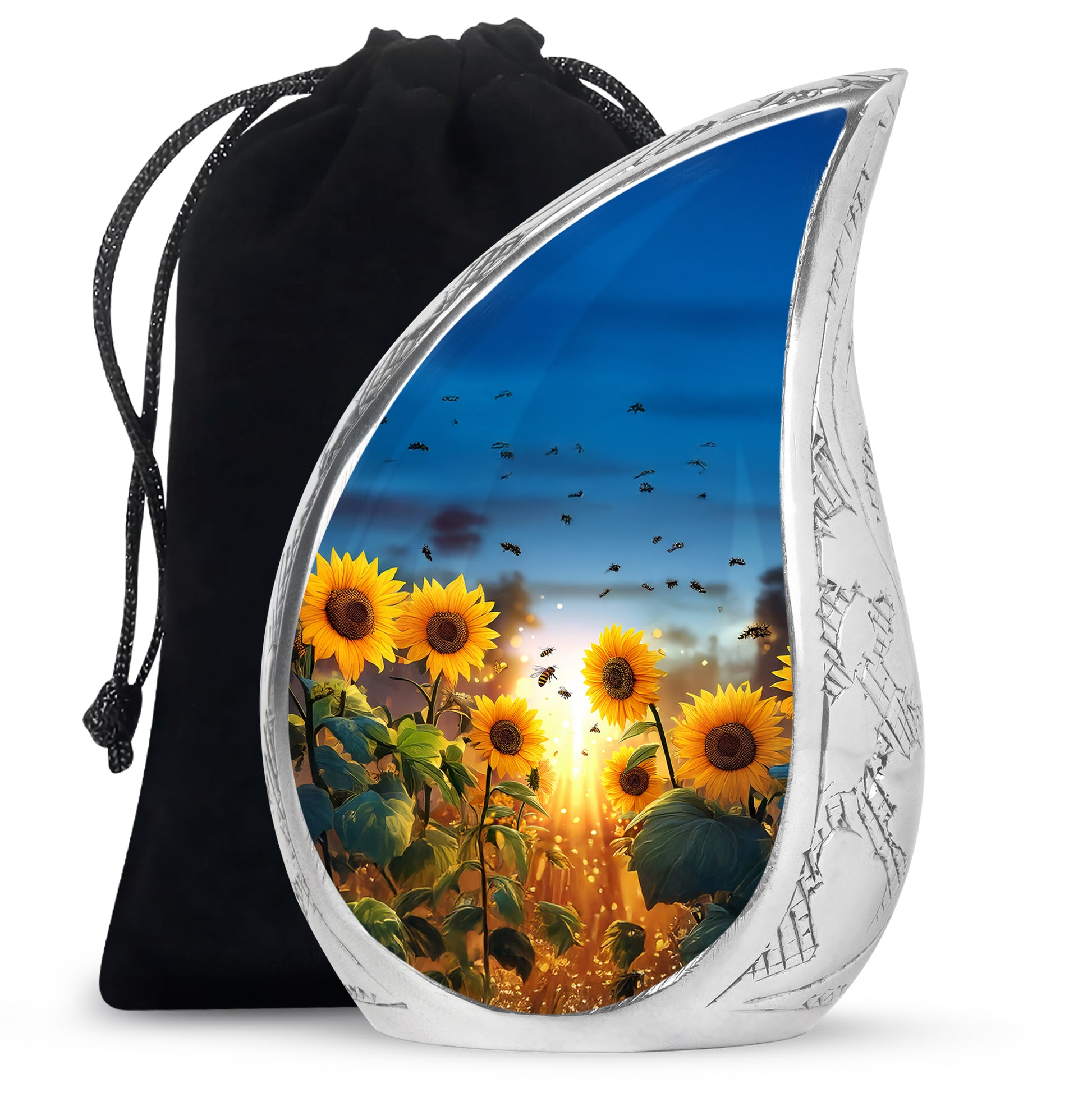 Sunflower Bee Memorial Urn - Sunset Cremation Urn For Ashes