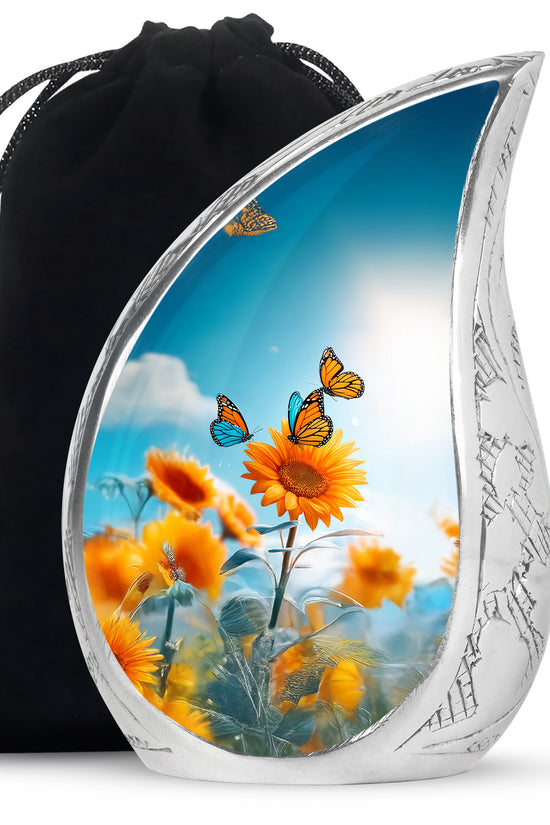 Sunflower Sky Garden Urn - Butterfly Funeral Urn For Adults Ashes
