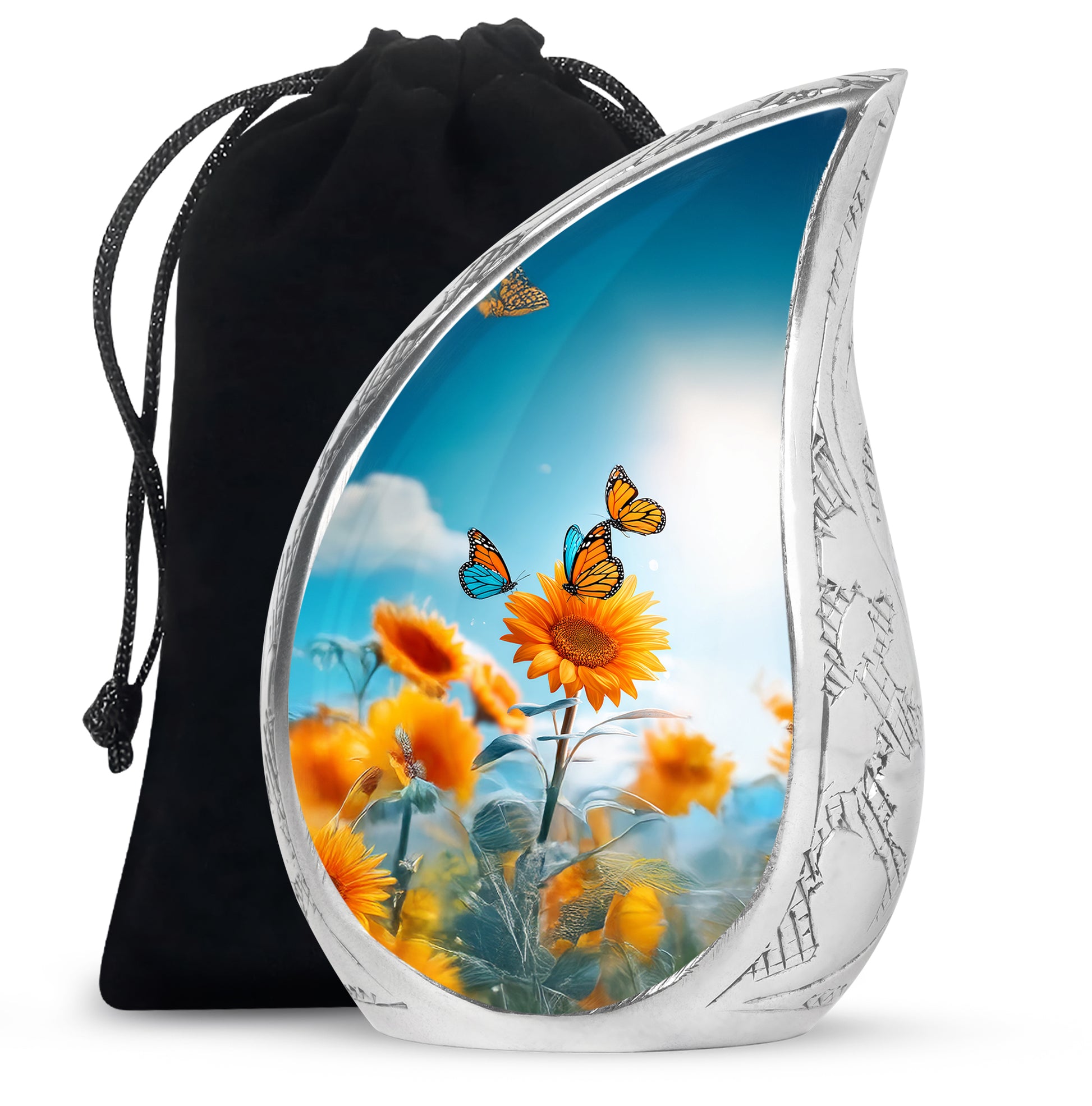 Sunflower Sky Garden Urn - Butterfly Funeral Urn For Adults Ashes