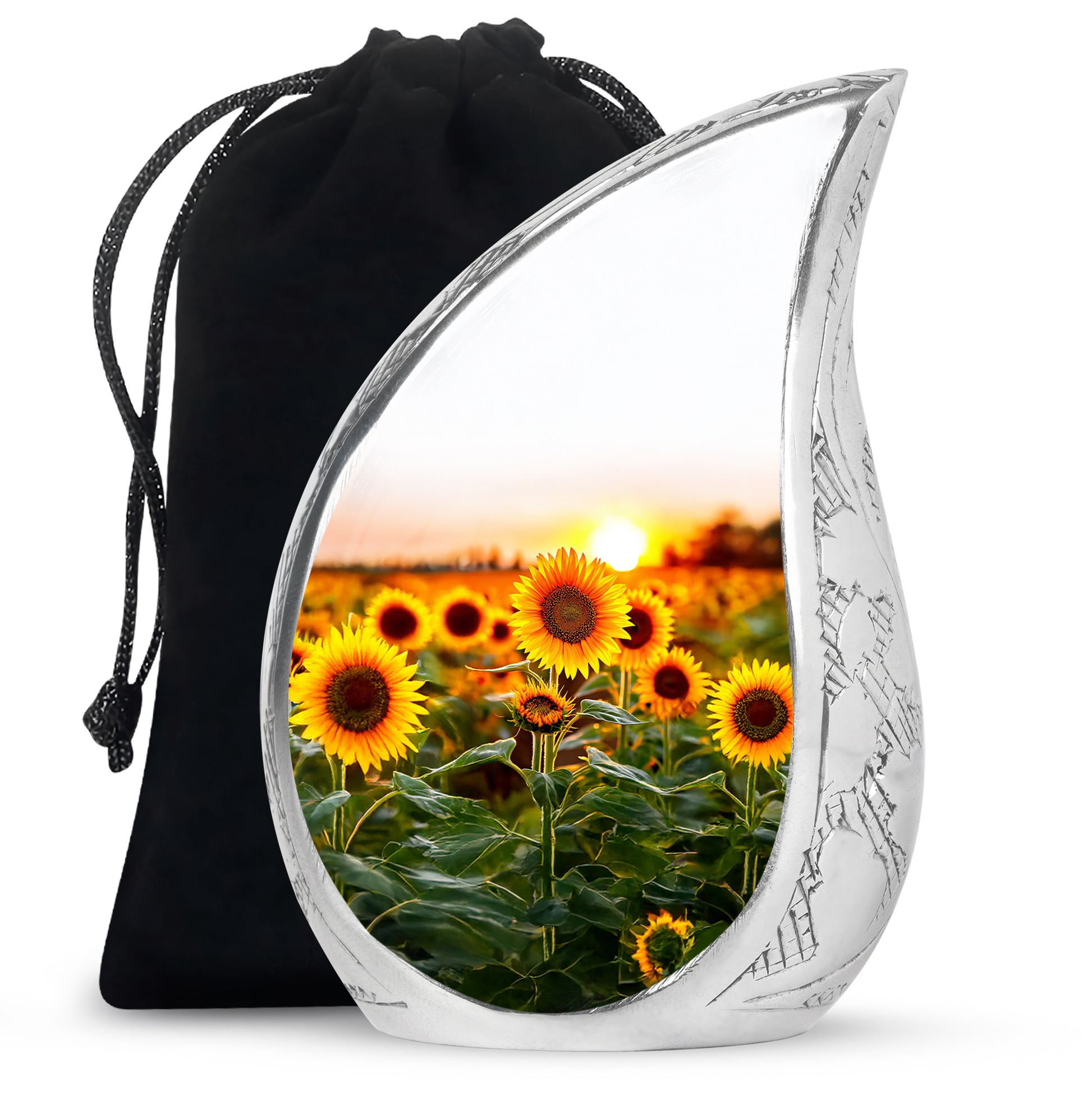 Sunflower Memorial Urn - Sunset Floral Funeral Urn For Adult Ashes