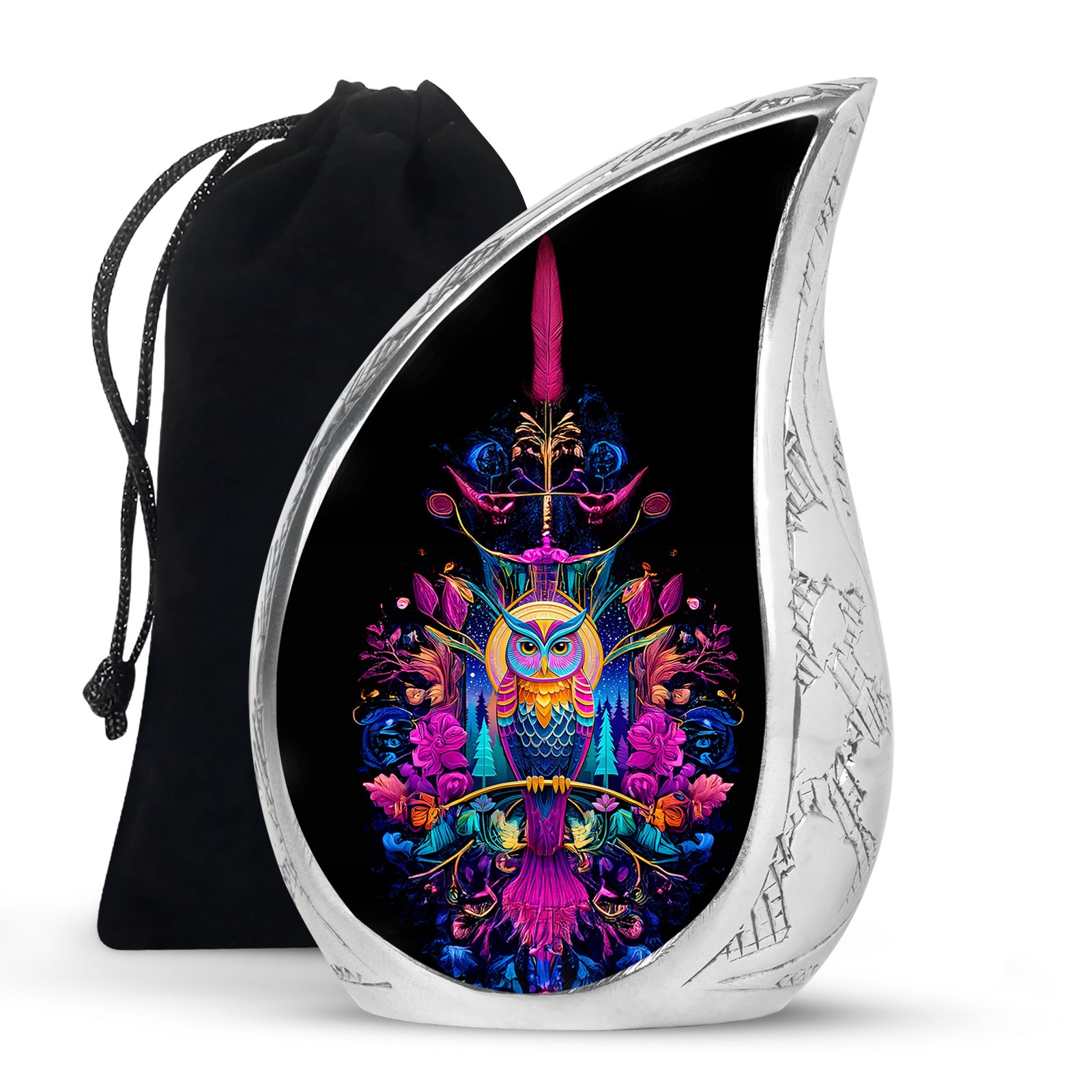 Colorful Owl Memorial Urn - Artistic Cremation Urn For Ashes