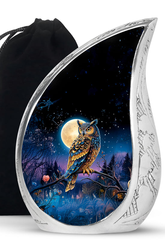 Beautiful Moonlight Cremation Urn - Night Owl Memorial Urn For Adults