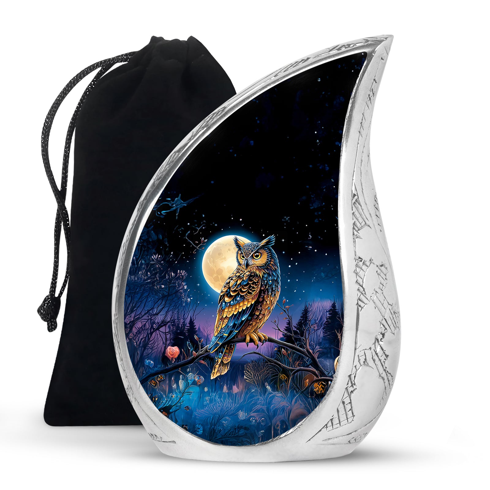 Beautiful Moonlight Cremation Urn - Night Owl Memorial Urn For Adults
