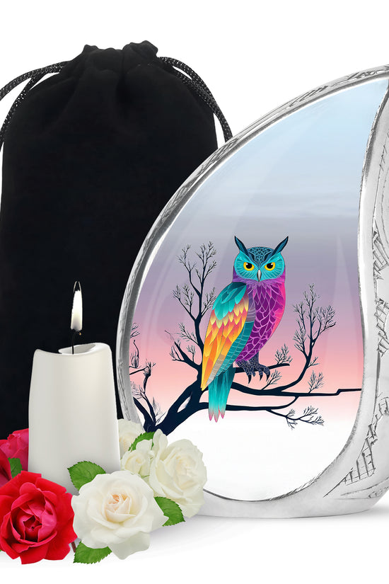Owl Artwork Cremation Urn - Tree Memorial Urn For Loved Ones
