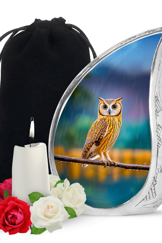 Rain Forest Owl Memorial Urn - Nature Cremation Urn For Adults