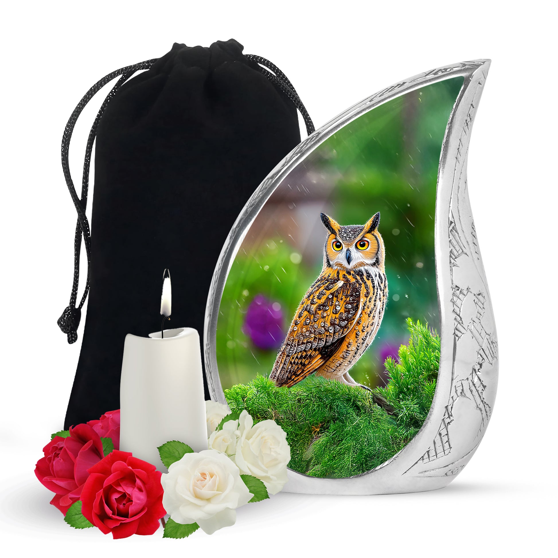 Owl Funeral Urn For Ashes - Green Nature Cremation Urn