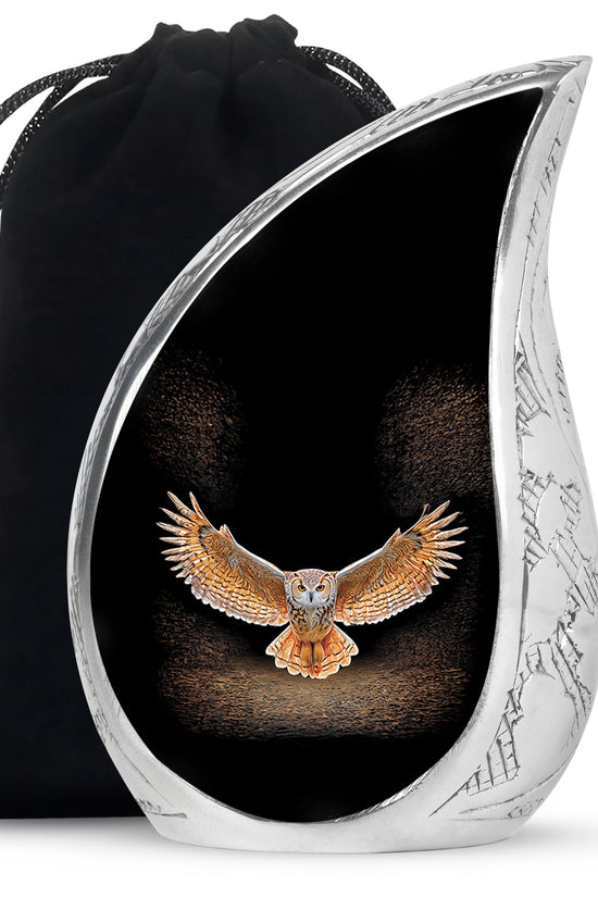 Owl Cremation Urn - Black Memorial Urn For Human Ashes