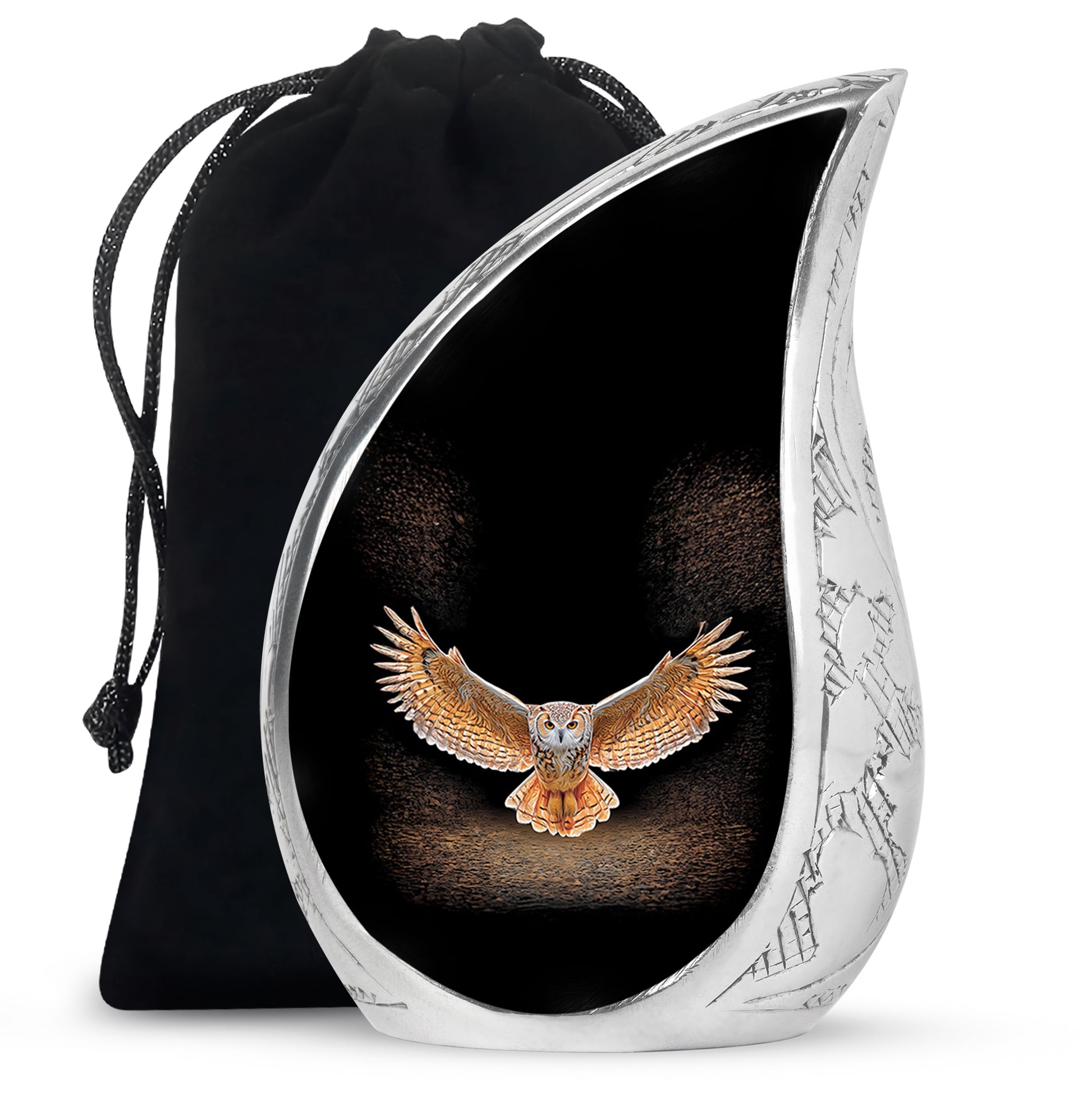 Owl Cremation Urn - Black Memorial Urn For Human Ashes