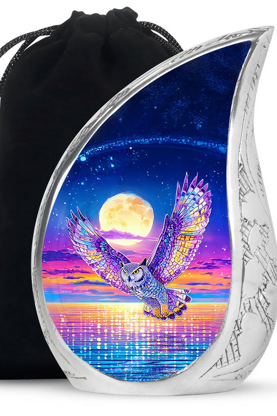 Colorful Owl Funeral Urn - Moonlight Memorial Urn For Loved Ones