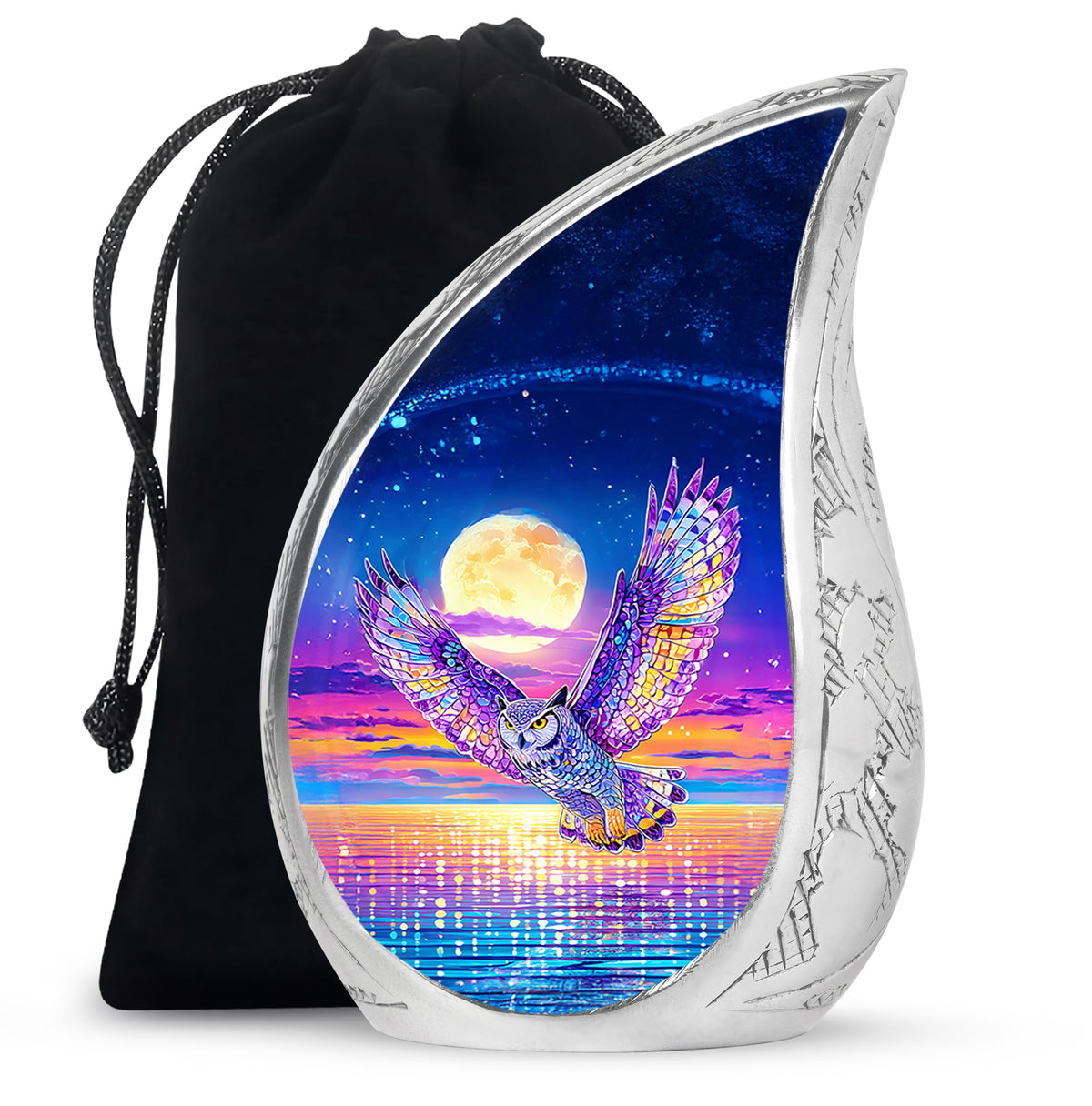 Colorful Owl Funeral Urn - Moonlight Memorial Urn For Loved Ones