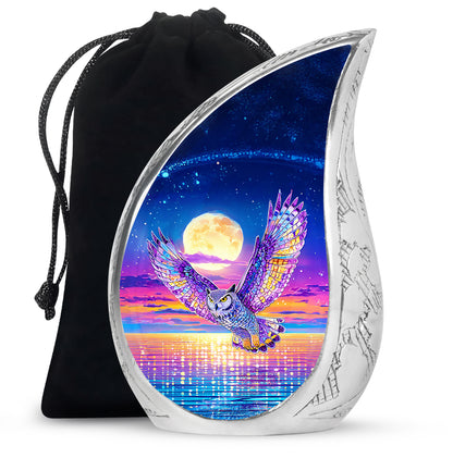 Colorful Owl Funeral Urn - Moonlight Memorial Urn For Loved Ones