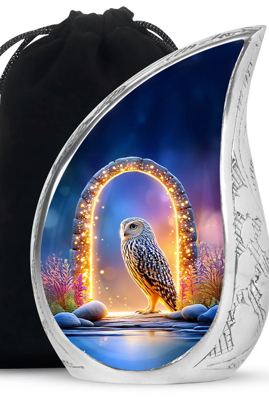 Peaceful Owl Funeral Urn - Glowing Memorial Urn For Adult Ashes